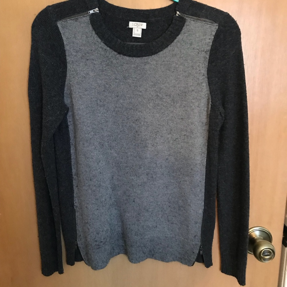 J. Crew gray contrast zipper sweater